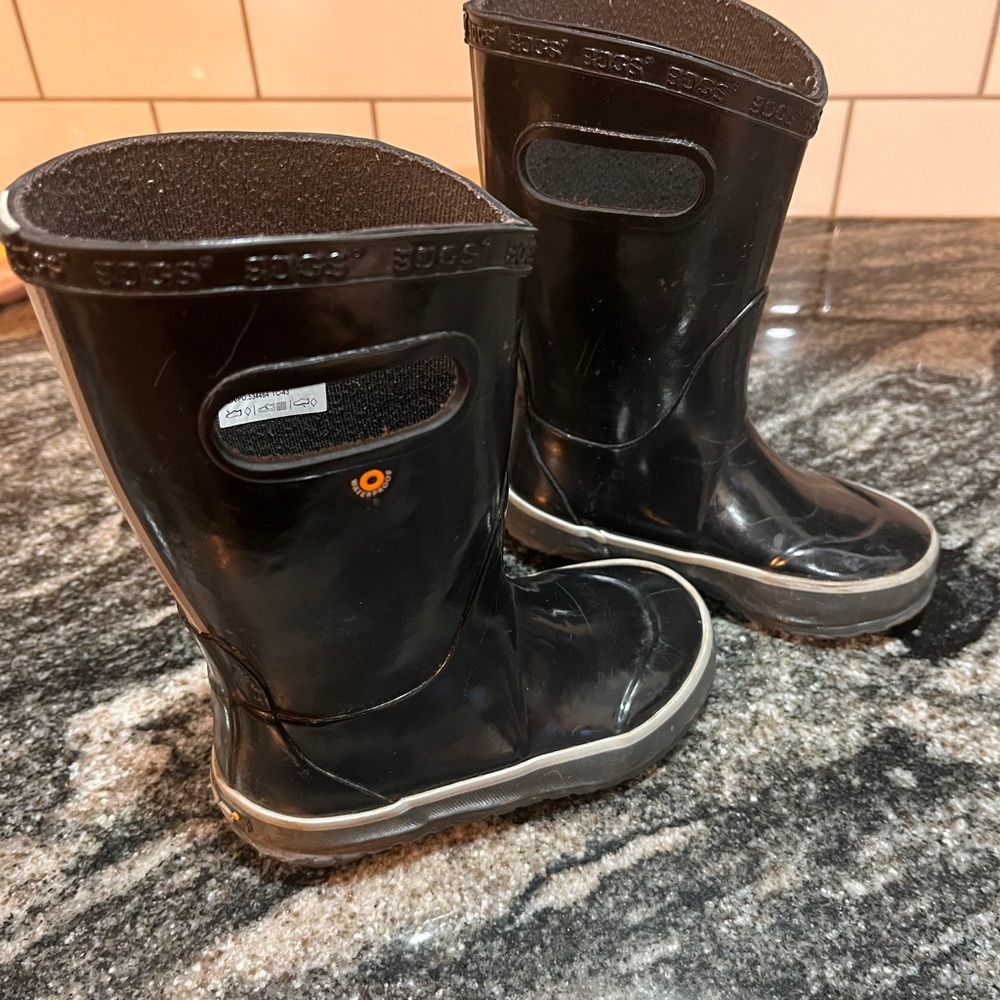 BOGS Puddle Kids Black Rain Boots